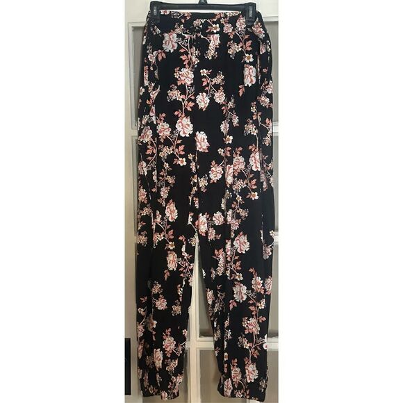 Lascana Smocked Elastic Hem floral lightweight plus size 2X Pants - Picture 1 of 9
